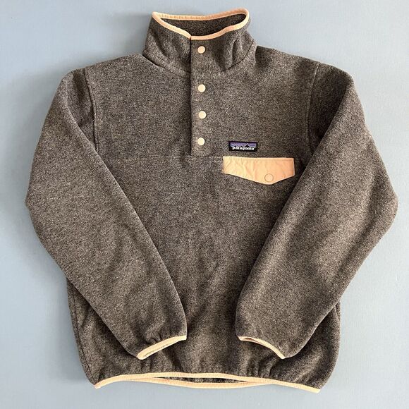 Patagonia Synchilla Snap-T Lightweight Fleece Gray Orange Pullover Jacket - Picture 4 of 6